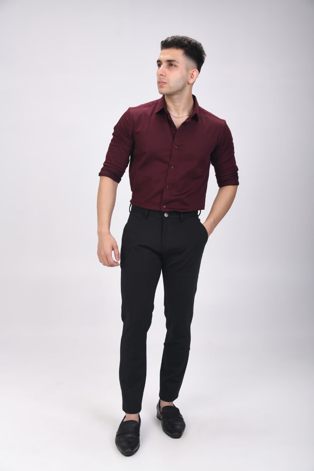 Guy in maroon shirt black pants Royalty Free Vector Image